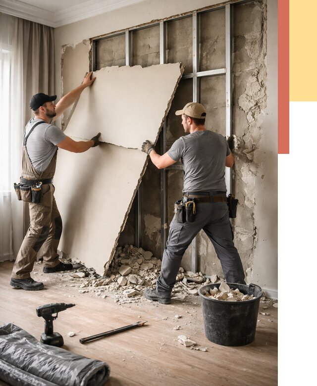 Демонтаж гипсокартона со стен в Борисоглебске от 364 руб. — услуги демонтажа | ОТДЕЛОЧНИК-Брс