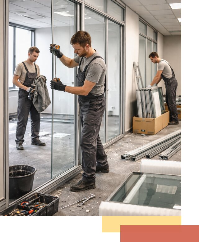 Демонтаж стеклянных перегородок в Борисоглебске быстро и безопасно