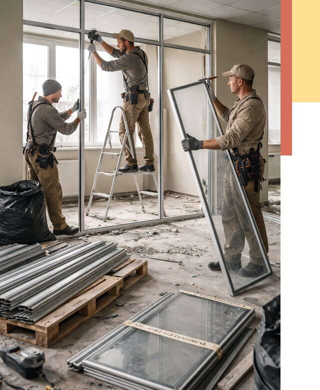 Демонтаж алюминиевых перегородок в Борисоглебске от 4370 руб. — быстро и недорого | ОТДЕЛОЧНИК-Брс