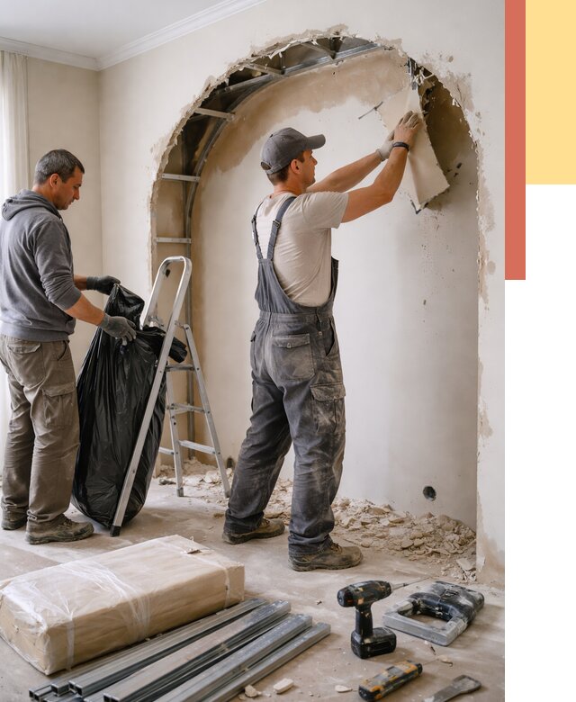 Демонтаж арки из гипсокартона в Борисоглебске от 3641 руб. — услуги под ключ | ОТДЕЛОЧНИК-Брс