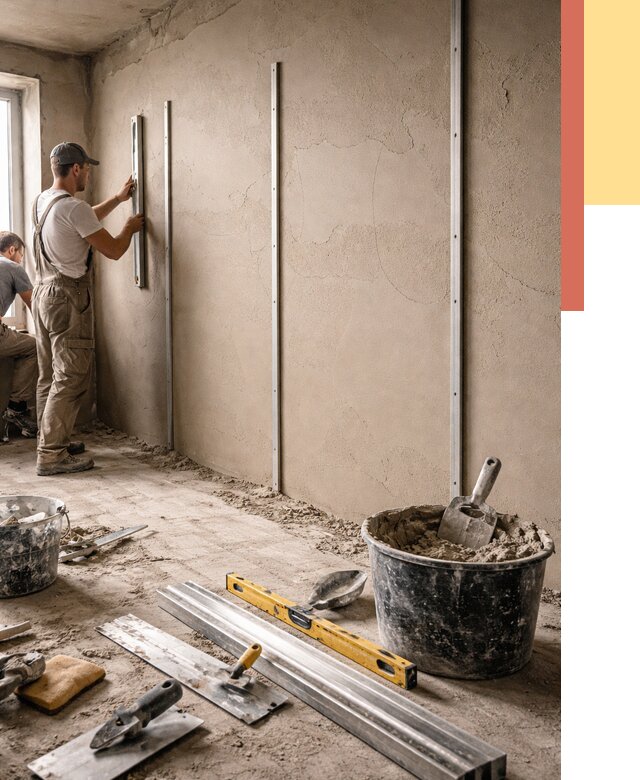 Штукатурка стен по маякам в Борисоглебске от 5722 руб./м² — выравнивание под ключ | ОТДЕЛОЧНИК-Брс