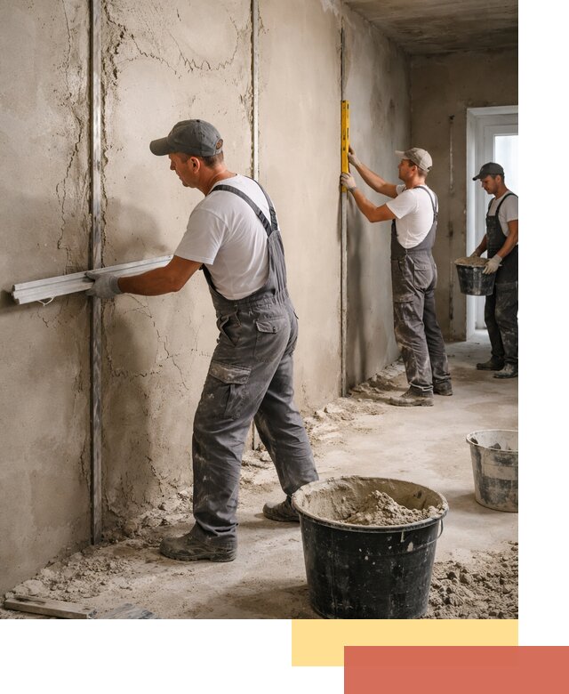 Штукатурка стен по маякам в Борисоглебске — точная и ровная поверхность