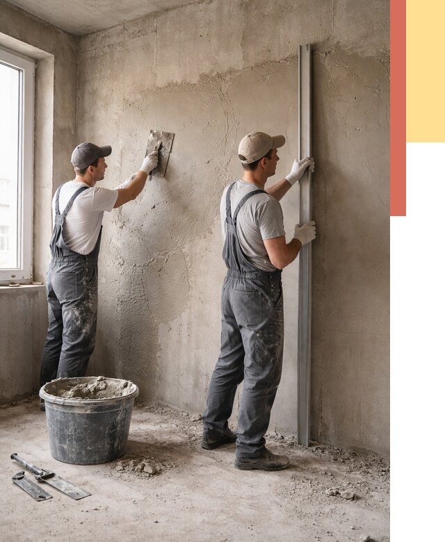 Штукатурка бетонных стен в Борисоглебске от 4682 руб/м² — качественно и быстро | ОТДЕЛОЧНИК-Брс