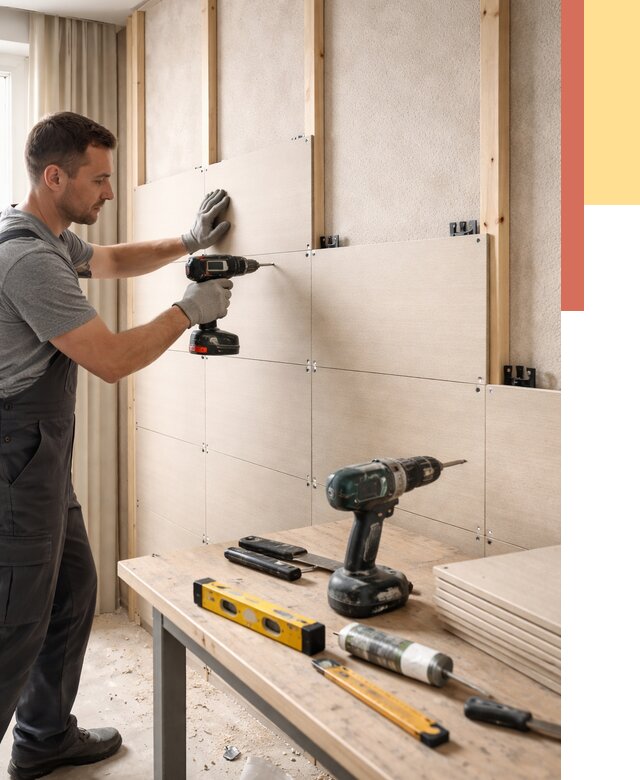 Монтаж МДФ панелей на стены в Борисоглебске от 1301 руб. под ключ | ОТДЕЛОЧНИК-Брс