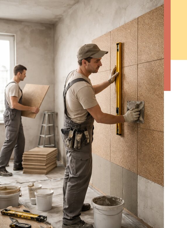 Монтаж пробковых панелей на стены в Борисоглебске от 3641 руб. — ОТДЕЛОЧНИК-Брс