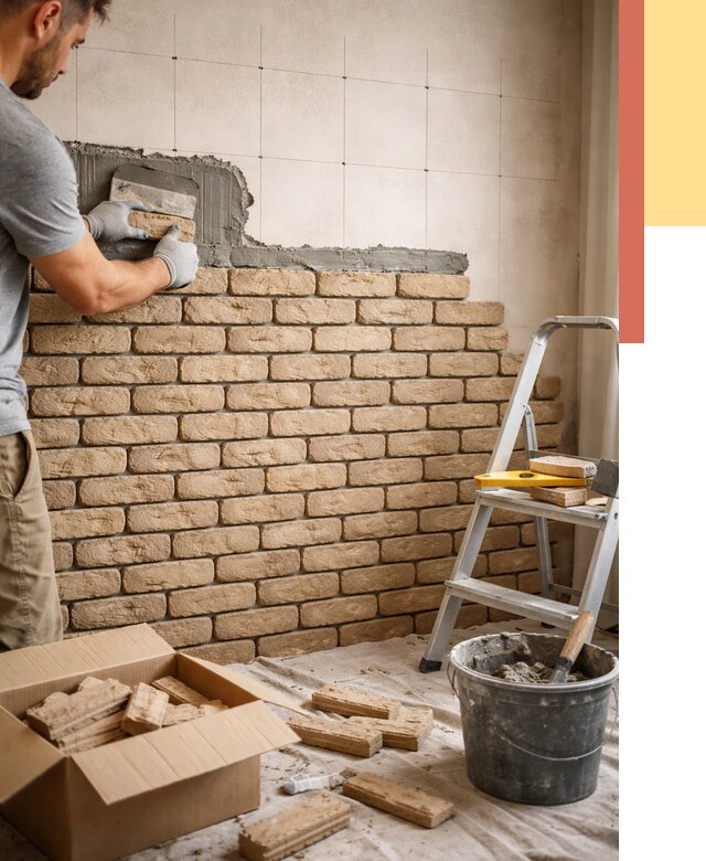 Монтаж декоративного кирпича в Борисоглебске от 3329 руб./м² — быстро и недорого | ОТДЕЛОЧНИК-Брс