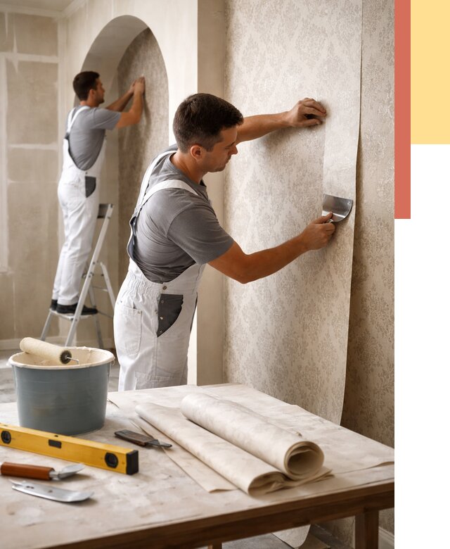 Поклейка обоев на сложные стены в Борисоглебске от 2913 руб. под ключ | ОТДЕЛОЧНИК-Брс