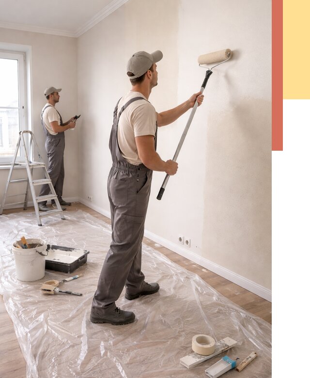 Покраска стен акриловой краской в Борисоглебске от 3641 руб./м² — быстро и недорого | ОТДЕЛОЧНИК-Брс