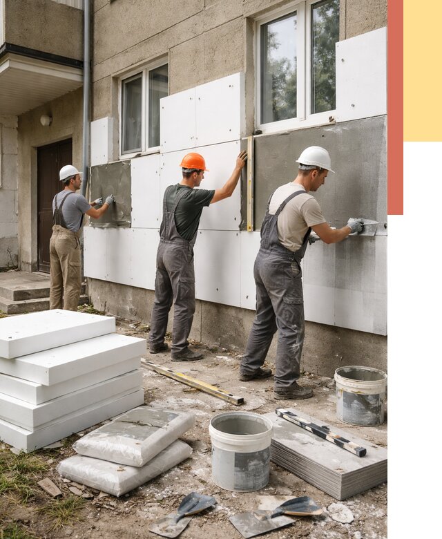 Утепление стен пенопластом в Борисоглебске от 1821 руб. — недорого и под ключ | ОТДЕЛОЧНИК-Брс