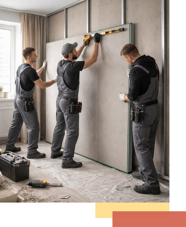 Шумоизоляция стен панелями ЗИПС в Борисоглебске для жилых и коммерческих помещений