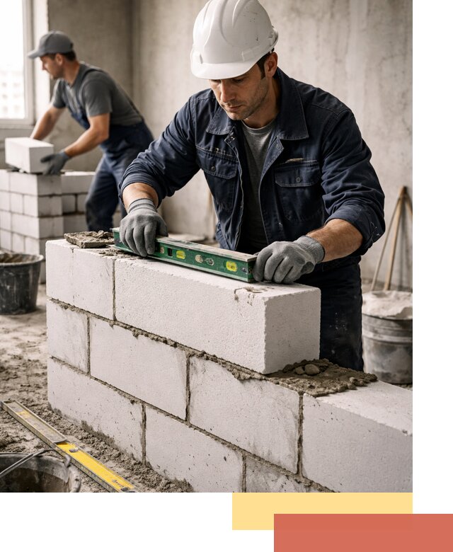 Кладка перегородок из пеноблока под ключ в Борисоглебске