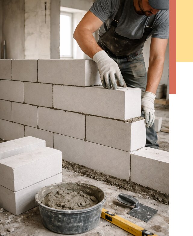 Кладка перегородок из силикатного блока в Борисоглебске от 4162 руб. под ключ | ОТДЕЛОЧНИК-Брс