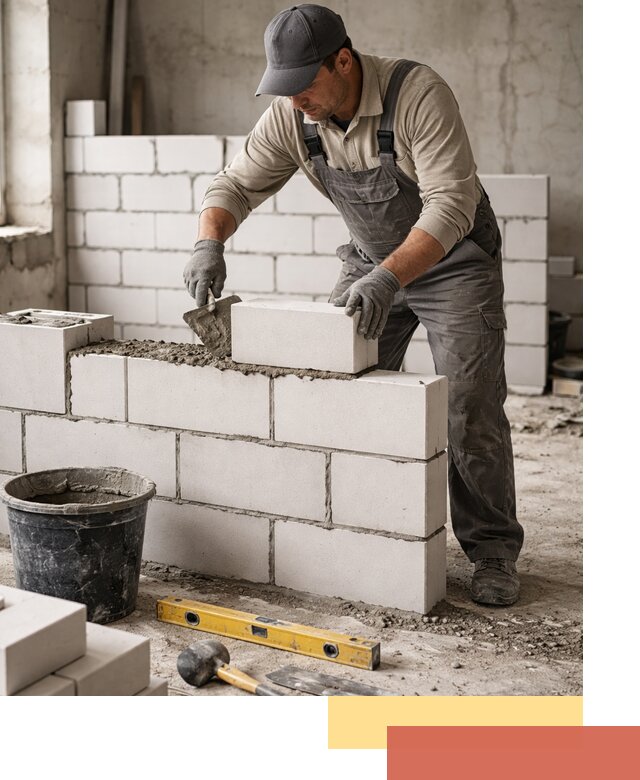 Кладка перегородок из силикатного блока в Борисоглебске