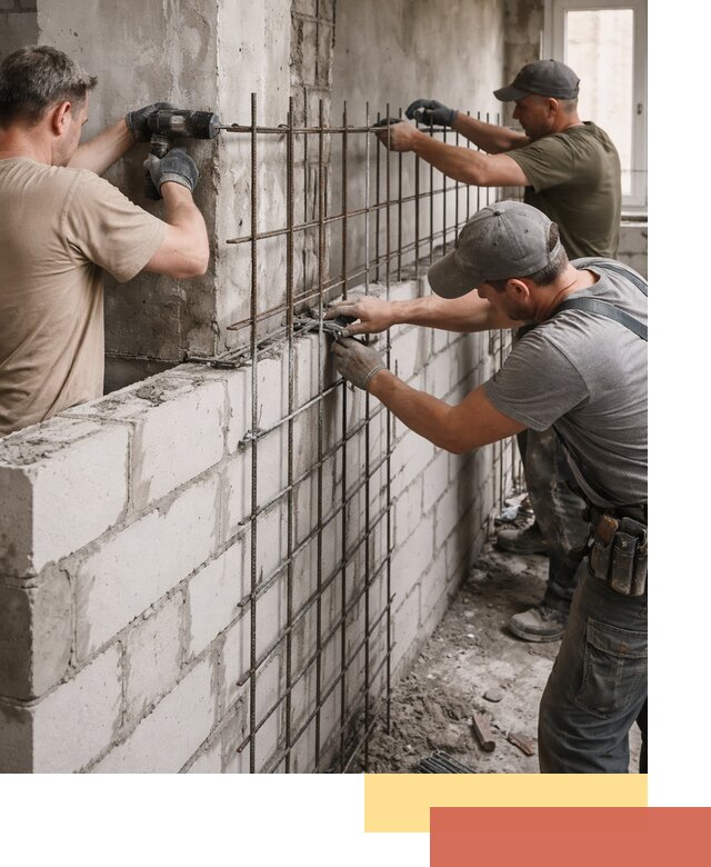 Армирование кладки перегородок в Борисоглебске профессионально и надёжно