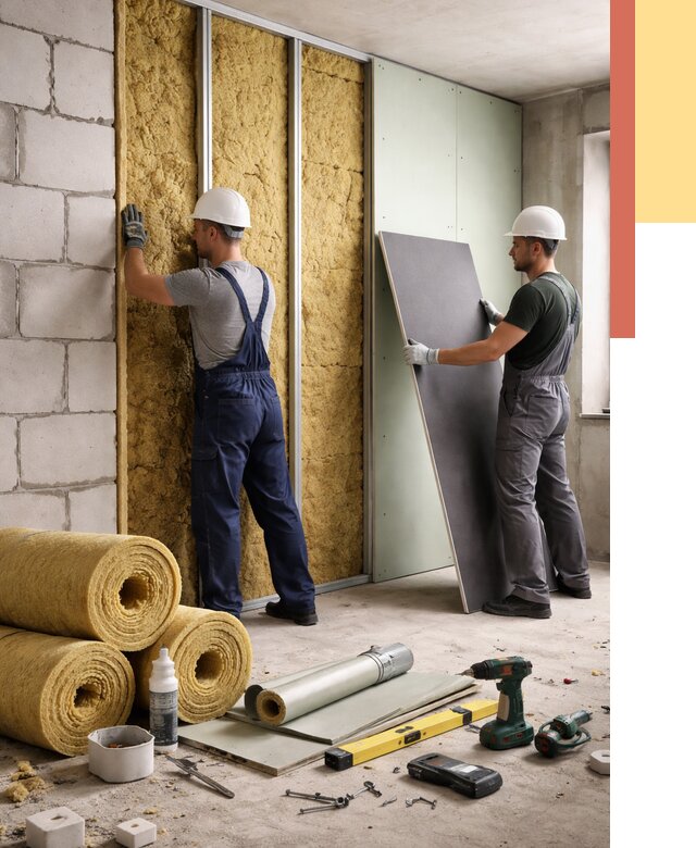 Шумоизоляция перегородок из блоков в Борисоглебске от 1925 руб./м² — быстро и недорого | ОТДЕЛОЧНИК-Брс