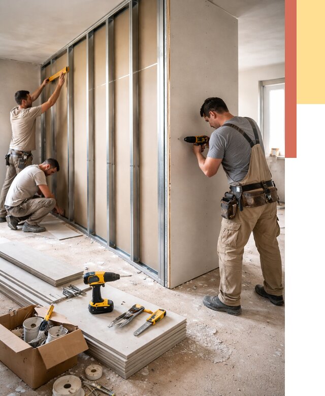 Монтаж однослойной перегородки из гипсокартона в Борисоглебске от 676 руб. | ОТДЕЛОЧНИК-Брс