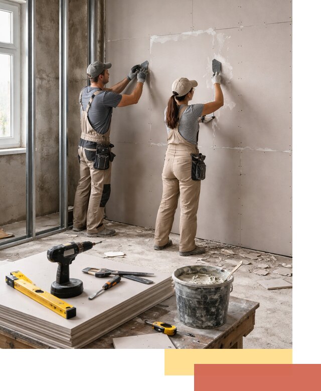 Монтаж двухслойной перегородки из гипсокартона в Борисоглебске