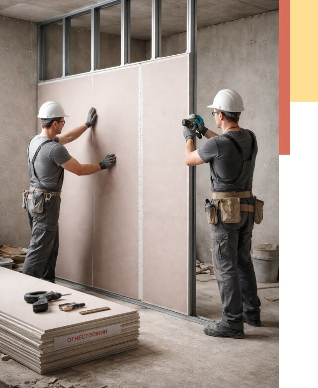 Перегородка из огнестойкого гипсокартона в Борисоглебске от 1925 руб. под ключ | ОТДЕЛОЧНИК-Брс