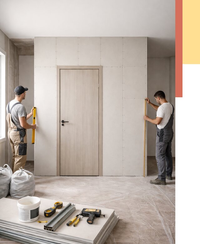 Перегородка из гипсокартона с дверью в Борисоглебске от 4682 руб. под ключ | ОТДЕЛОЧНИК-Брс