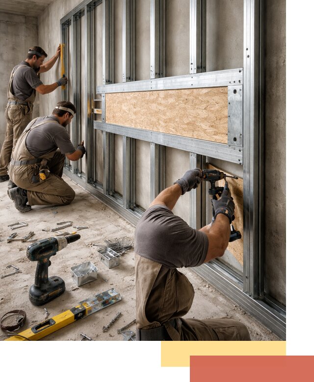 Усиленная перегородка для крепления тяжёлых конструкций в Борисоглебске