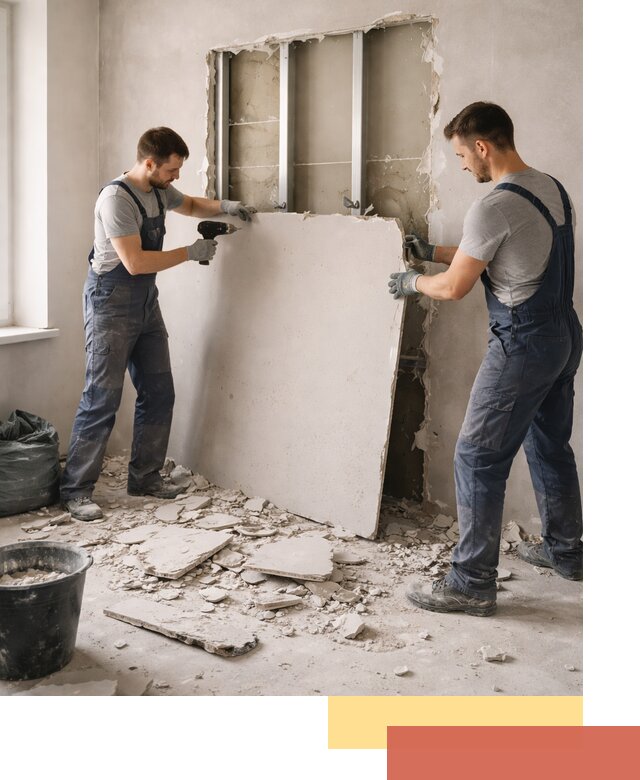 Демонтаж перегородки из гипсокартона в Борисоглебске быстрый и аккуратный