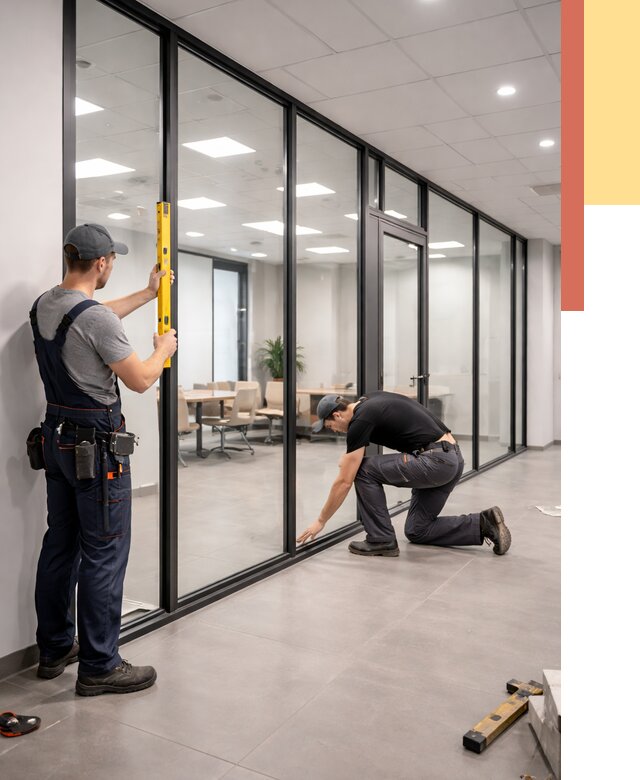 Каркасные стеклянные перегородки в Борисоглебске под ключ от 9572 руб. | ОТДЕЛОЧНИК-Брс