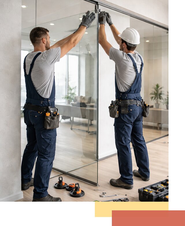 Безрамные стеклянные перегородки под ключ в Борисоглебске