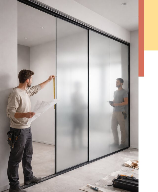 Матовые стеклянные перегородки в Борисоглебске от 8843 руб. — монтаж и установка | ОТДЕЛОЧНИК-Брс