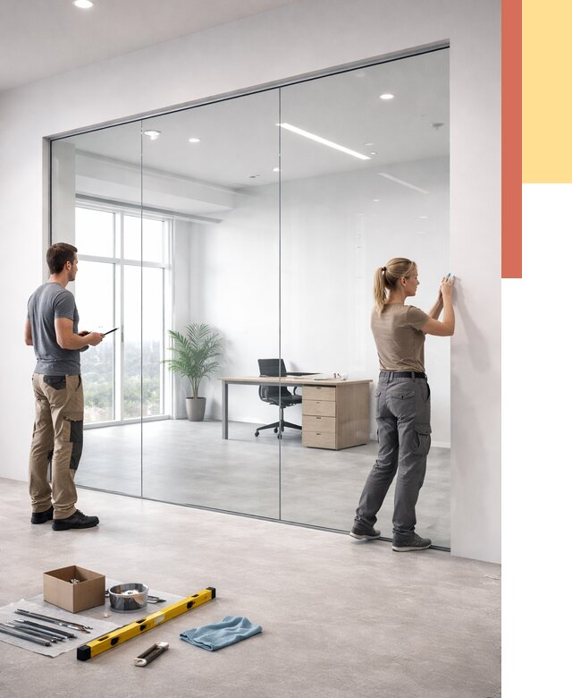 Перегородки из закаленного стекла в Борисоглебске от 9884 руб. под ключ | ОТДЕЛОЧНИК-Брс