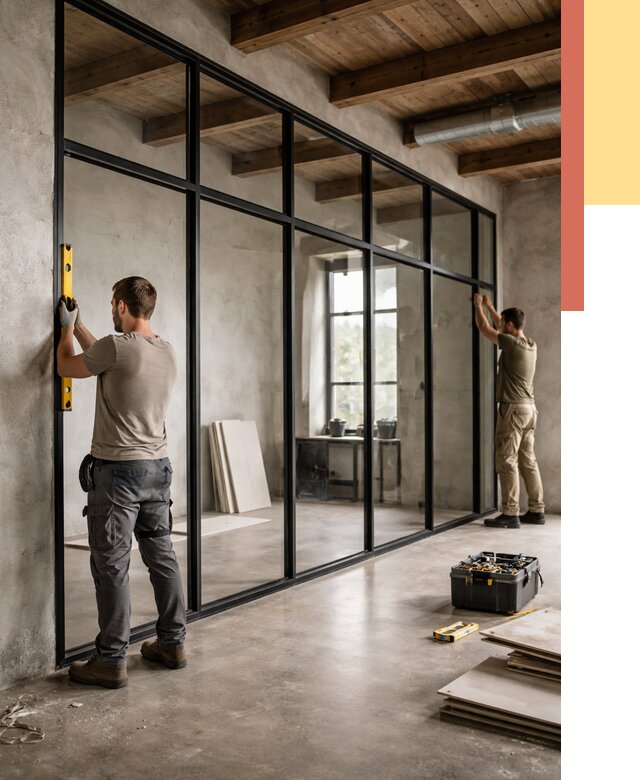 Стеклянные перегородки лофт в Борисоглебске от 10924 руб. под ключ | ОТДЕЛОЧНИК-Брс