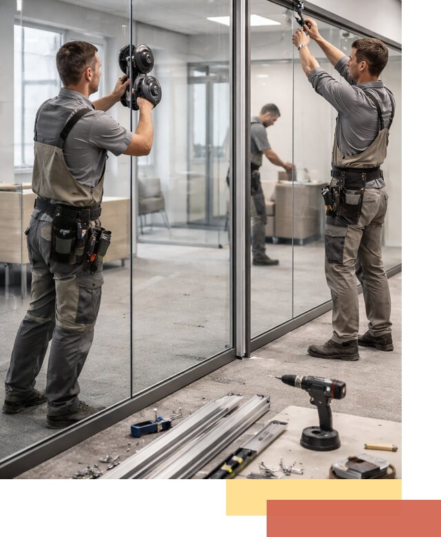 Стеклянные офисные перегородки под ключ в Борисоглебске