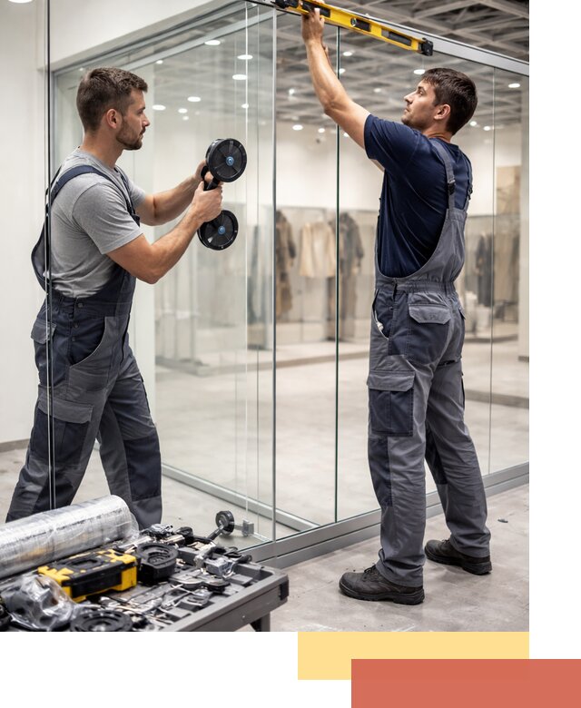 Стеклянные перегородки для магазинов в Борисоглебске — монтаж и установка