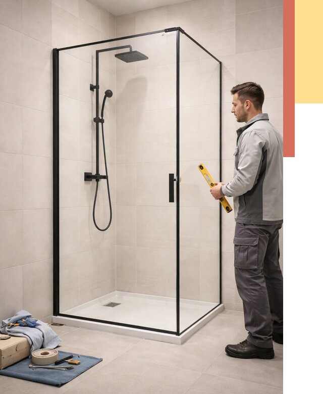 Стеклянные перегородки для душа в Борисоглебске от 13005 руб. | Монтаж под ключ — ОТДЕЛОЧНИК-Брс