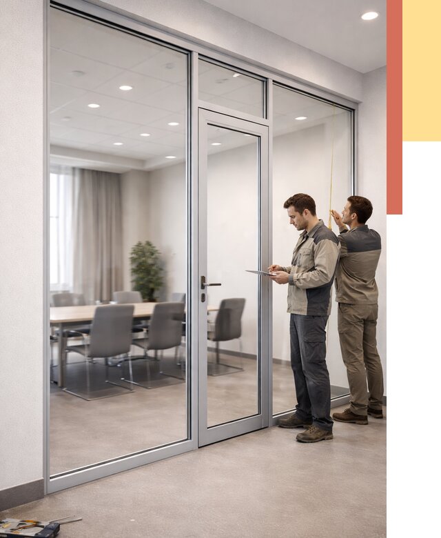 Установка и монтаж алюминиевых перегородок со стеклом в Борисоглебске от 8531 руб. | ОТДЕЛОЧНИК-Брс