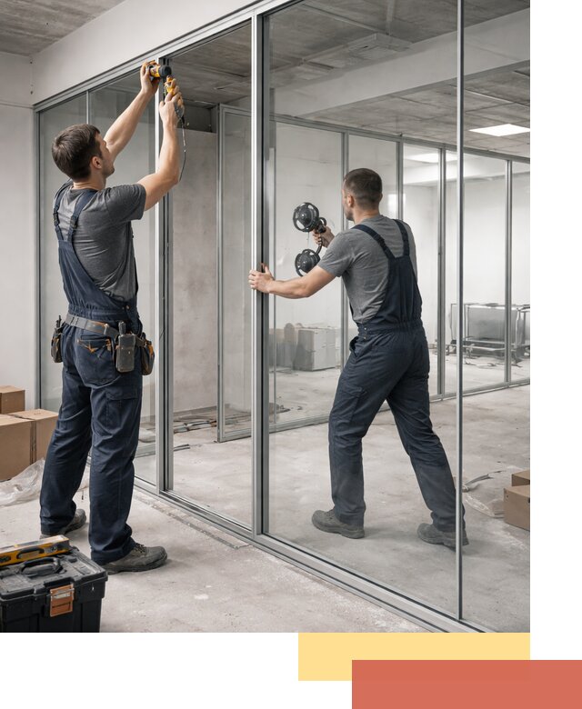 Алюминиевые перегородки со стеклом в Борисоглебске — изготовление и монтаж