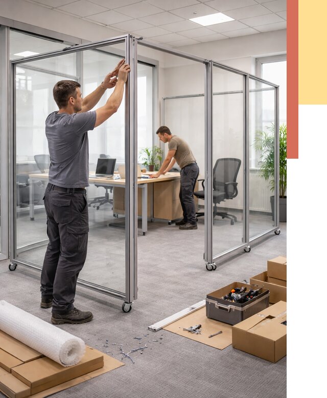 Мобильные офисные перегородки в Борисоглебске от 13005 руб. — установка под ключ | ОТДЕЛОЧНИК-Брс