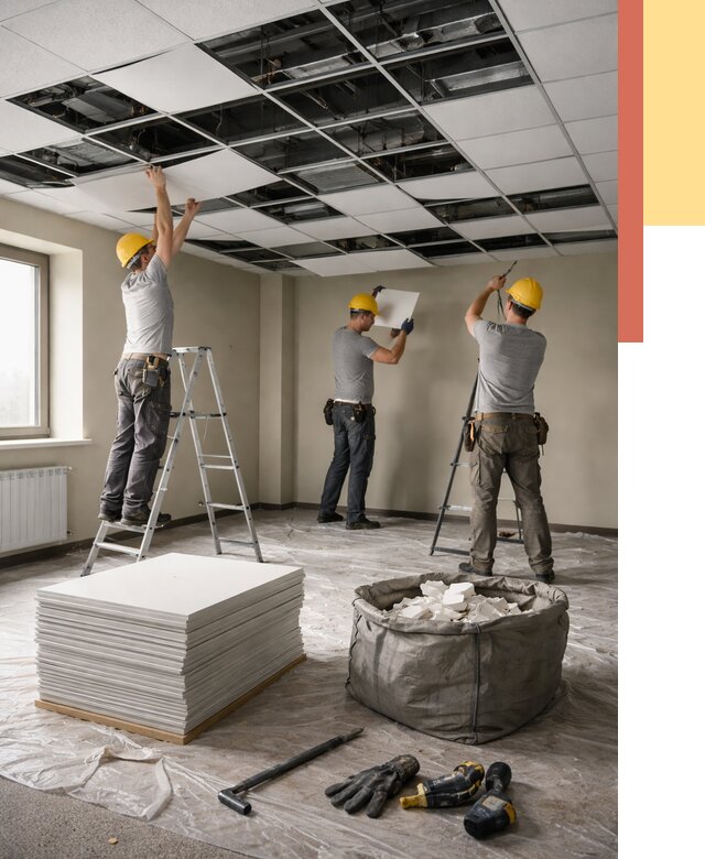 Демонтаж потолка Армстронг в Борисоглебске от 4682 руб. быстро и недорого | ОТДЕЛОЧНИК-Брс