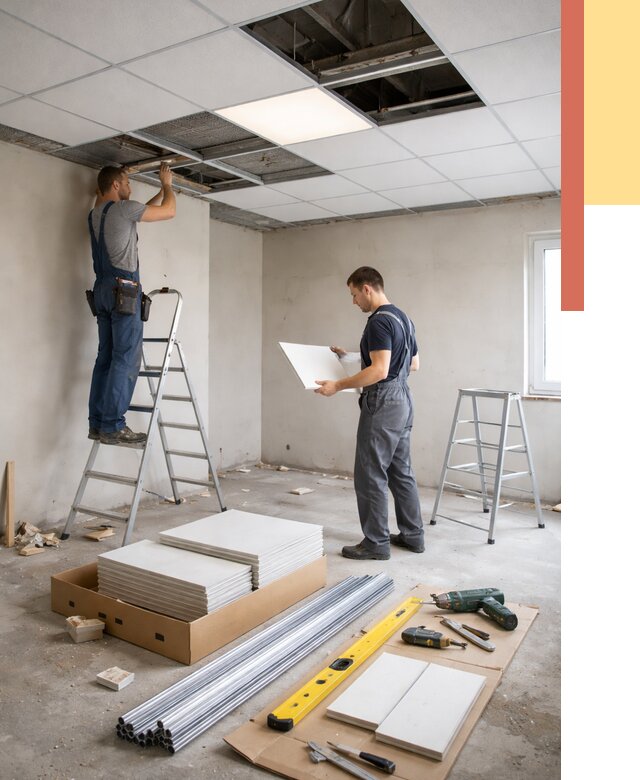 Монтаж потолка армстронг в Борисоглебске от 4682 руб/м2 — быстрая установка под ключ | ОТДЕЛОЧНИК-Брс