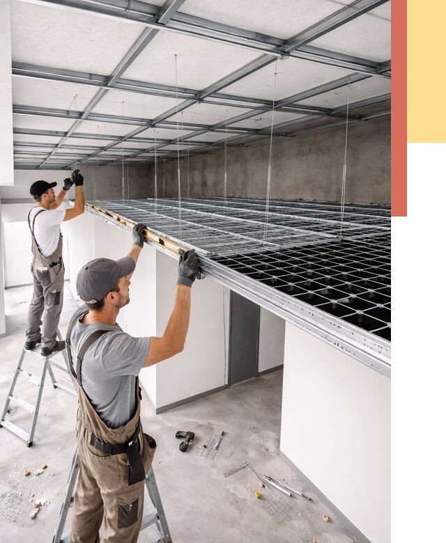 Монтаж потолка грильято в Борисоглебске от 468 руб./м² — быстрая сборка под ключ | ОТДЕЛОЧНИК-Брс