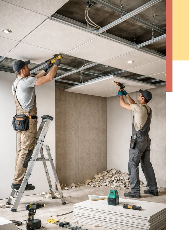 Монтаж акустического потолка в Борисоглебске от 6763 руб/м2 — быстро и недорого | ОТДЕЛОЧНИК-Брс