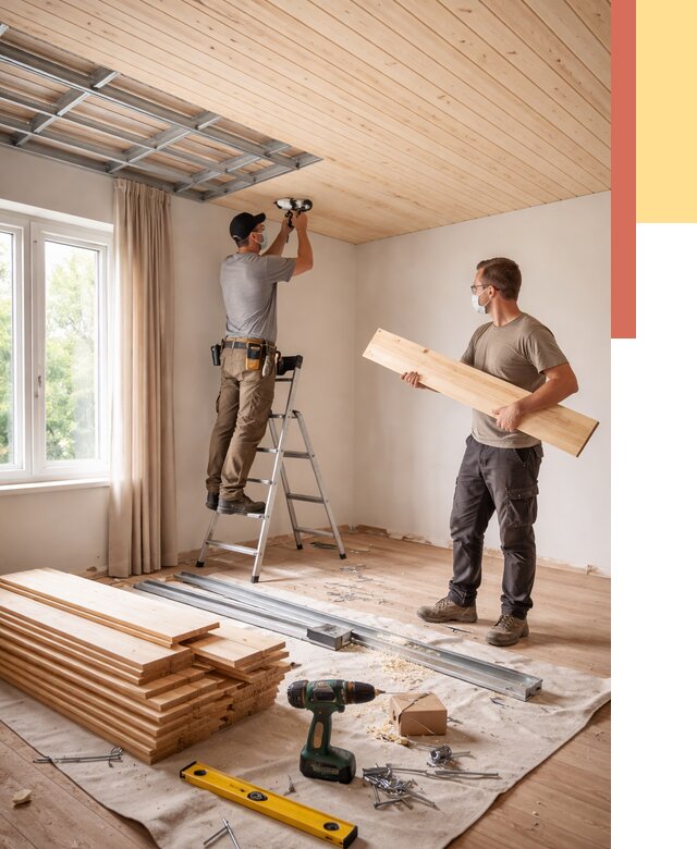 Монтаж потолка из вагонки в Борисоглебске от 6763 руб. | Быстро и недорого — ОТДЕЛОЧНИК-Брс