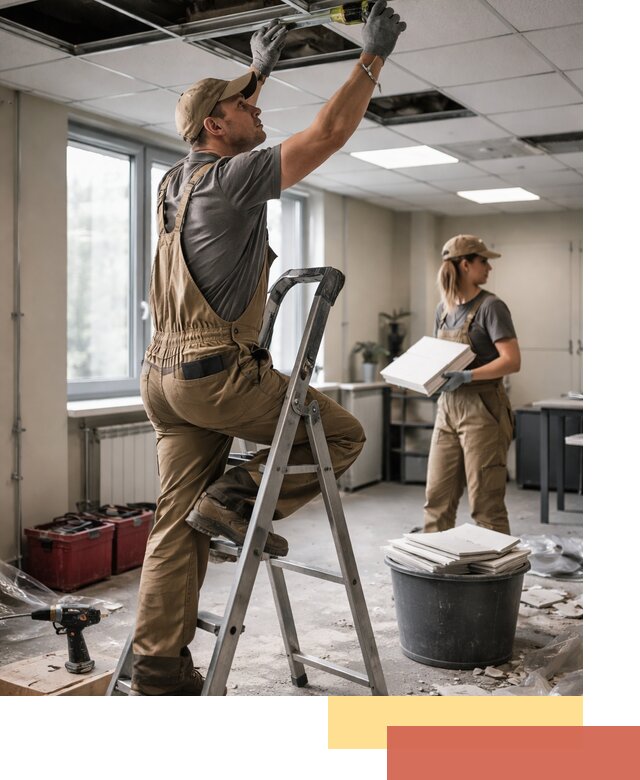 Ремонт потолка Армстронг и замена плит в Борисоглебске