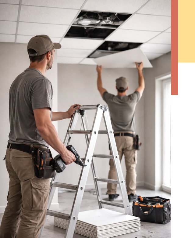 Обслуживание подвесного потолка в Борисоглебске от 3641 руб. — быстро и недорого | ОТДЕЛОЧНИК-Брс