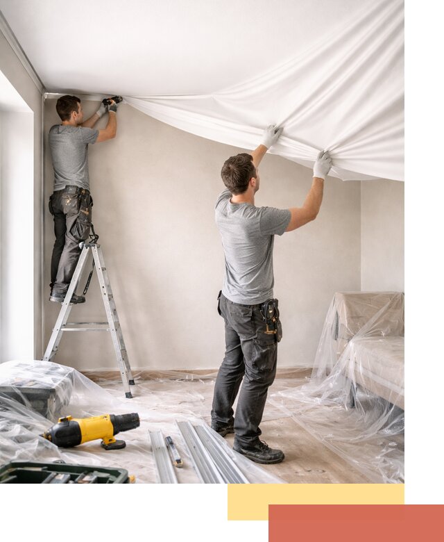 Монтаж тканевого натяжного потолка в Борисоглебске недорого и быстро