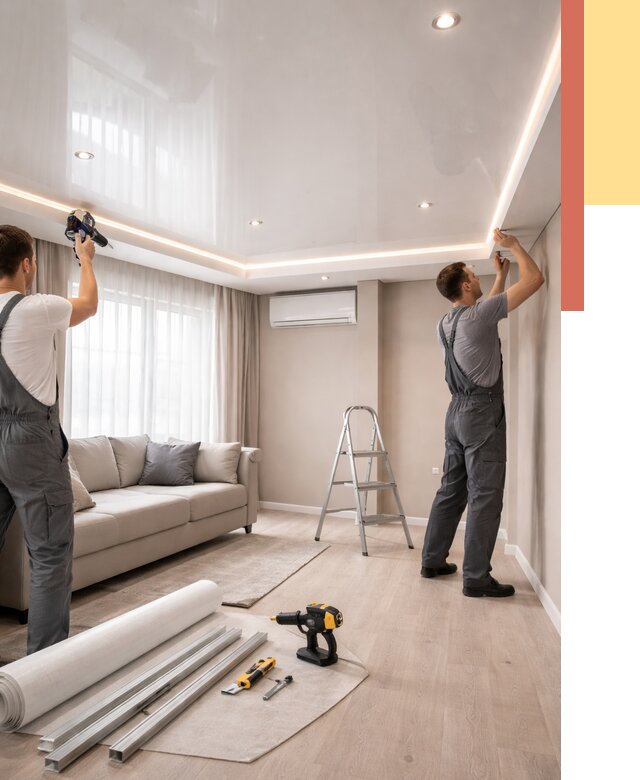 Монтаж глянцевого натяжного потолка в Борисоглебске от 780 руб. под ключ | ОТДЕЛОЧНИК-Брс