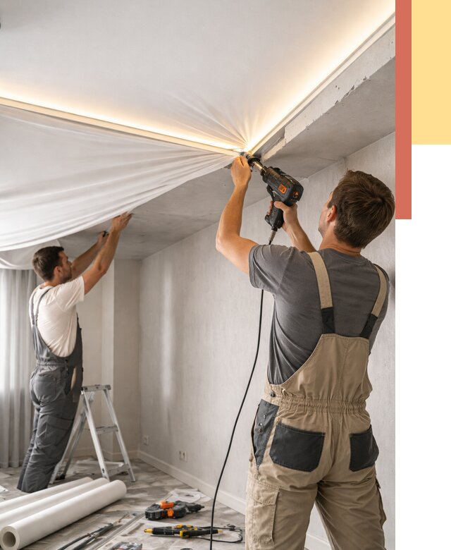 Монтаж натяжного потолка с подсветкой в Борисоглебске от 988 руб. | ОТДЕЛОЧНИК-Брс