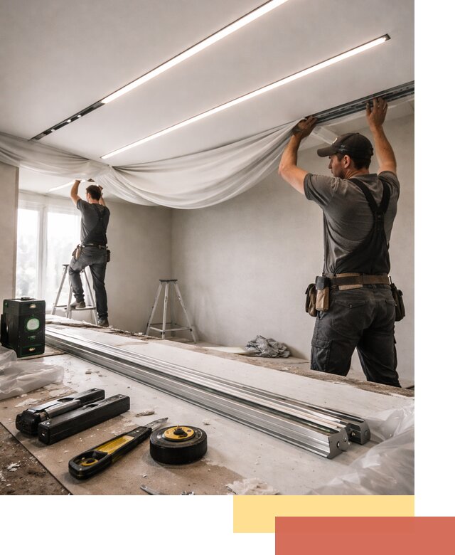 Монтаж натяжных потолков со световыми линиями в Борисоглебске