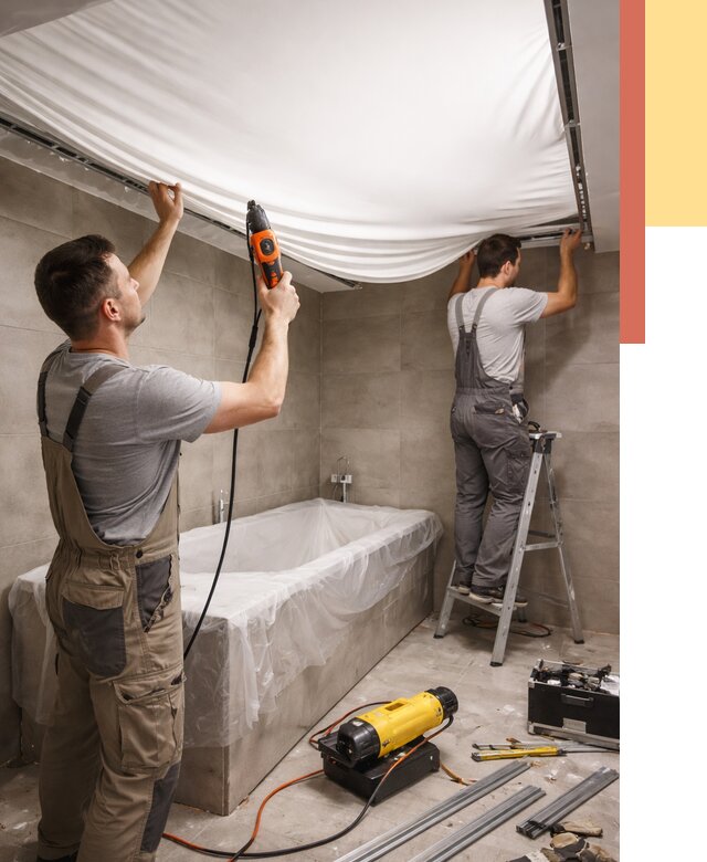 Монтаж натяжного потолка в ванной в Борисоглебске от 1248 руб. под ключ | ОТДЕЛОЧНИК-Брс