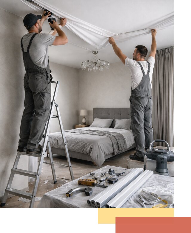 Монтаж натяжного потолка в спальне в Борисоглебске