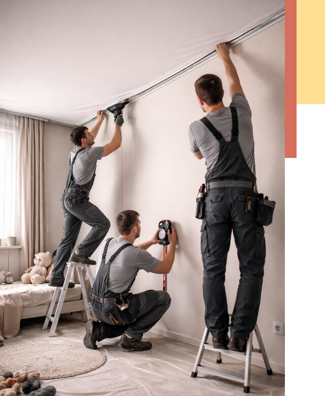 Монтаж натяжного потолка в детской в Борисоглебске от 3641 руб. — быстро и недорого | ОТДЕЛОЧНИК-Брс